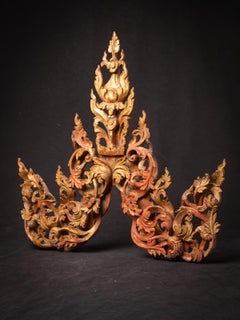 19th century Antique Burmese wooden temple panel from Burma