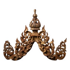 19th century Antique Burmese wooden temple panel from Burma