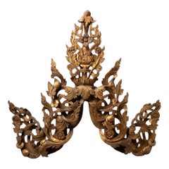 19th century Antique Burmese wooden temple panel from Burma