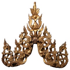 19th century Antique Burmese wooden Temple panel from Burma