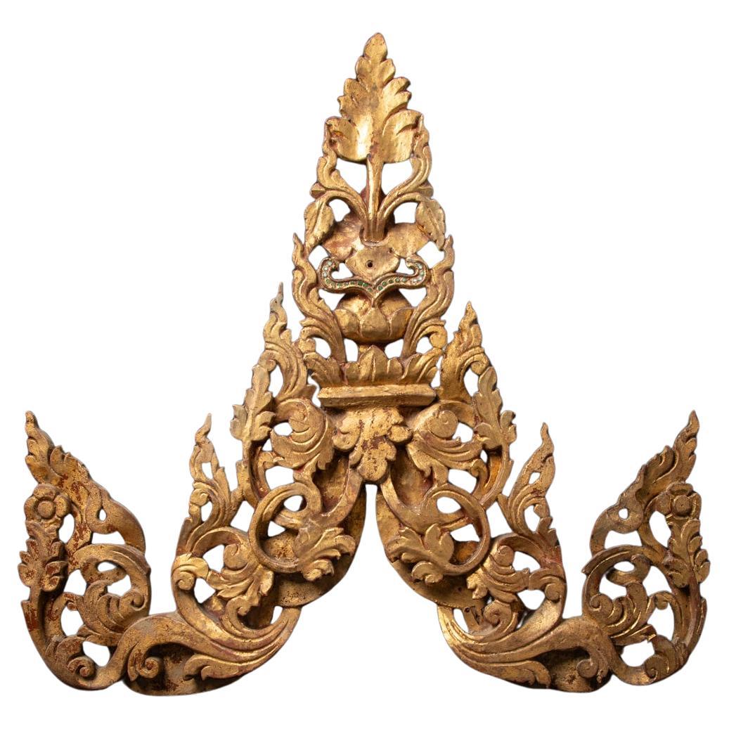 19th century Antique Burmese wooden temple panel from burma