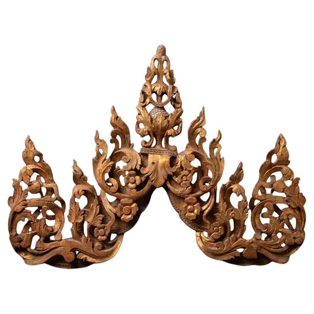 19th century Antique Burmese wooden temple panel from burma