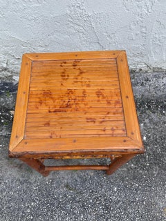 19th Century Antique Burnt Bamboo Side Table with Vintage Charm