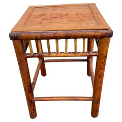 19th Century Antique Burnt Bamboo Side Table with Vintage Charm