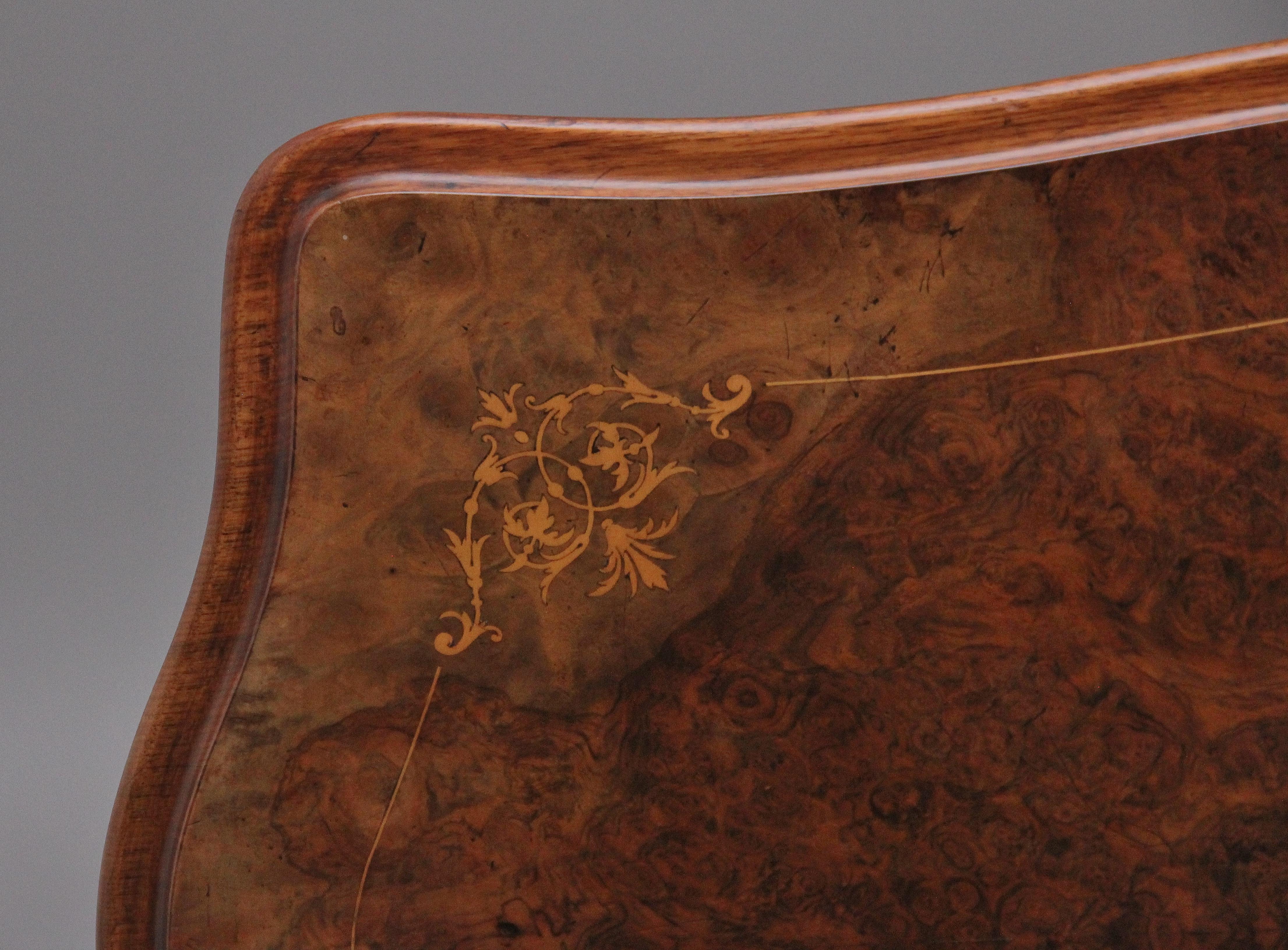 19th Century Antique Burr Walnut Card Table For Sale 6