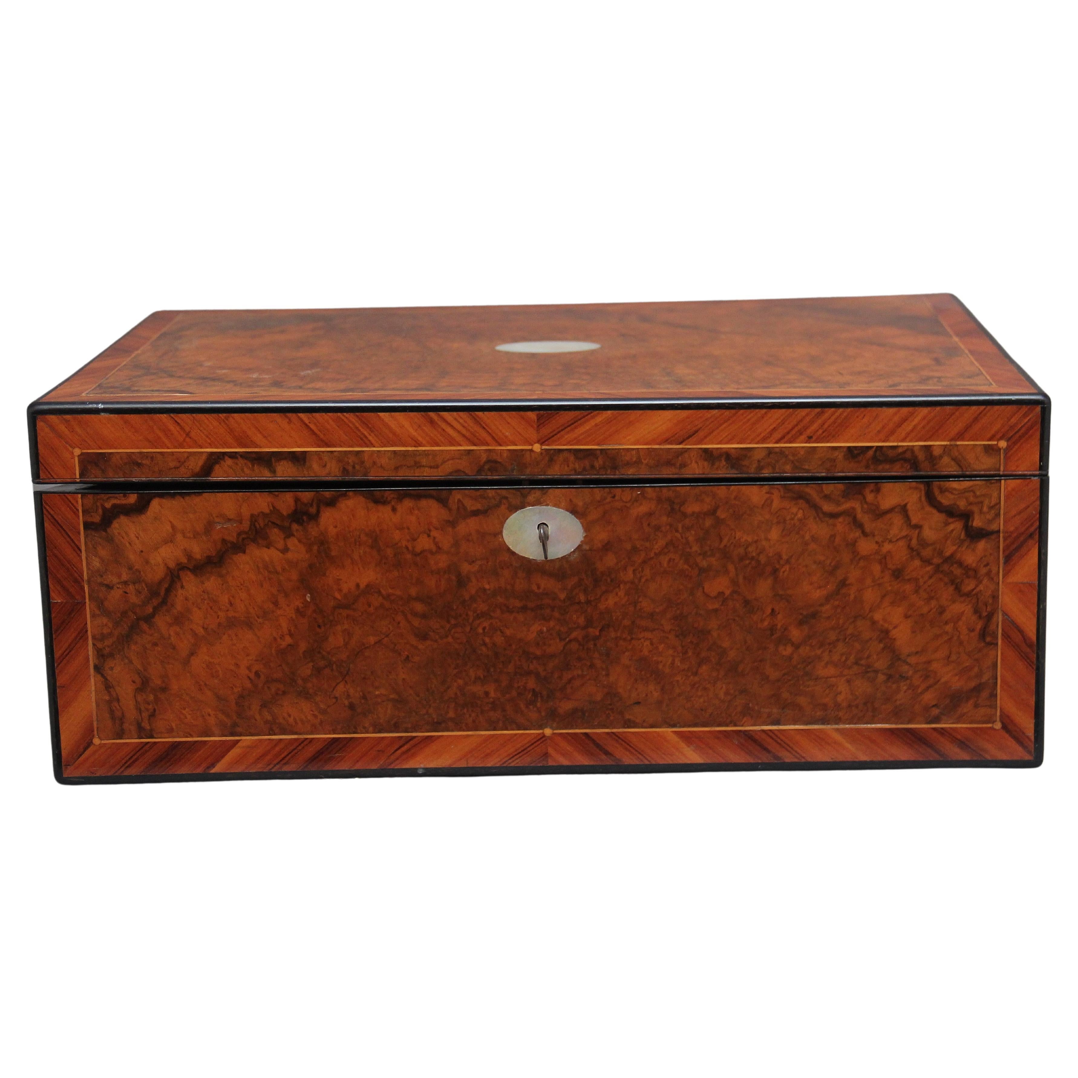 Walnut, Burr Walnut and Maple Dovetailed Jewelry Box For Sale at 1stDibs