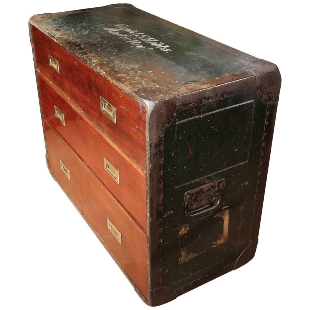 19th Century Antique Campaign Chest of Drawers