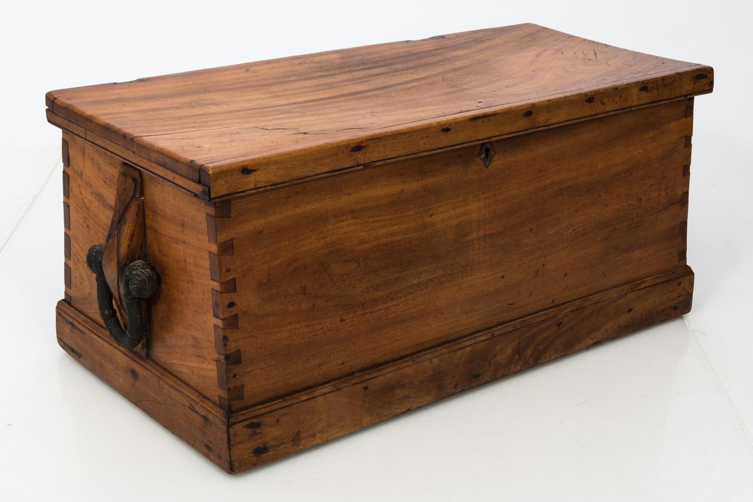 19th Century Antique Camphorwood Canted Sea Chest 9