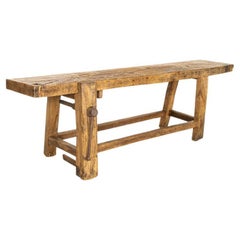 19th Century Used Carpenter's Workbench Rustic Console Table from France