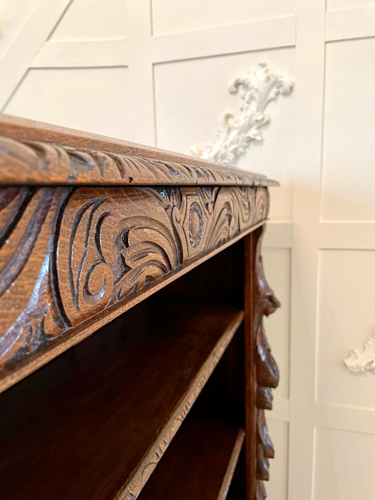 19th Century Antique Carved Oak Open Bookcase 6