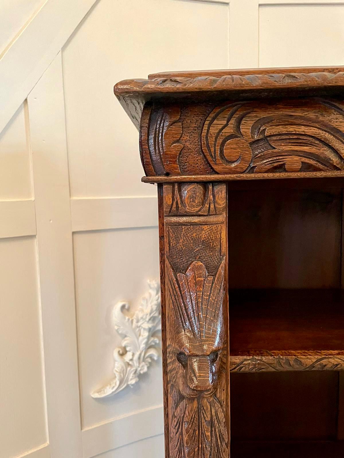 19th Century Antique Carved Oak Open Bookcase 2