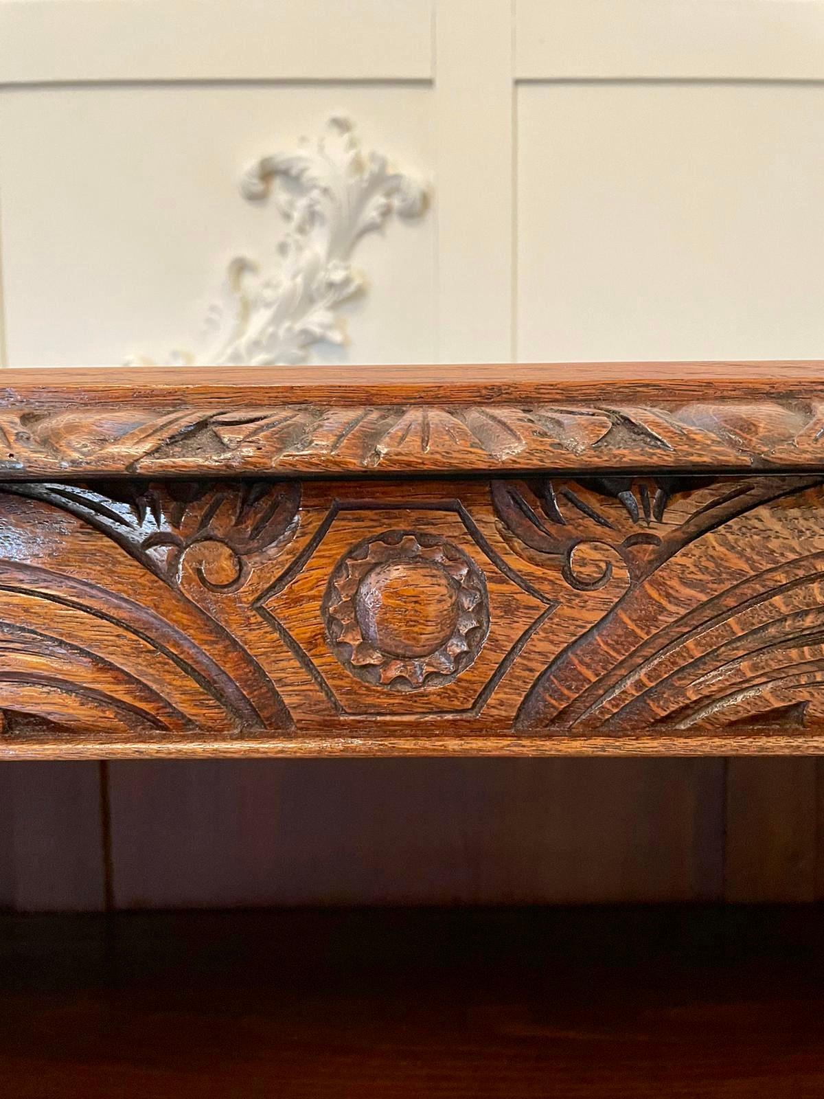 19th Century Antique Carved Oak Open Bookcase 3