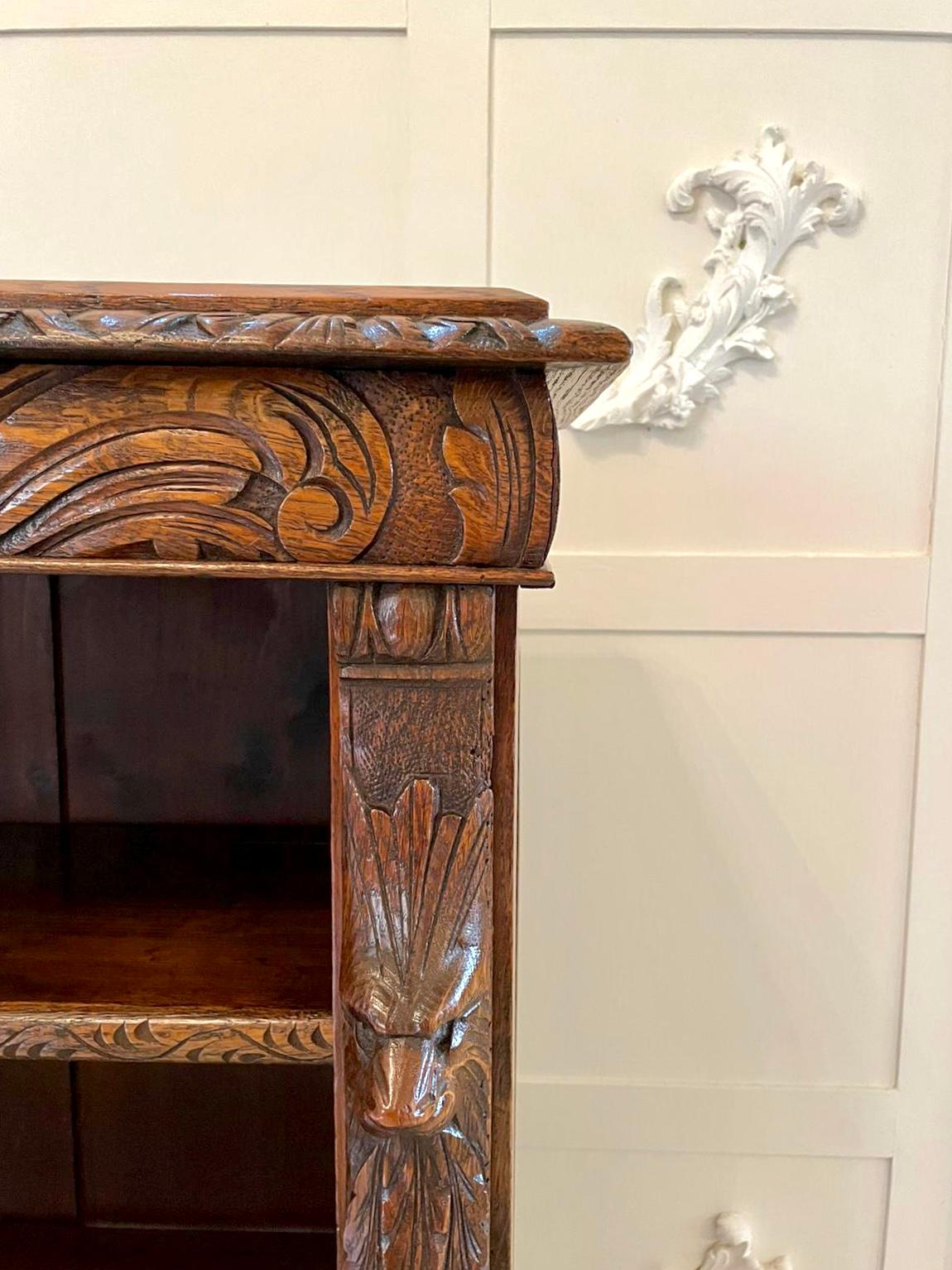 19th Century Antique Carved Oak Open Bookcase 4