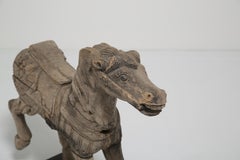 19. Jahrhundert Antike geschnitzt Holz Karneval Karussell Pferd auf Sockel