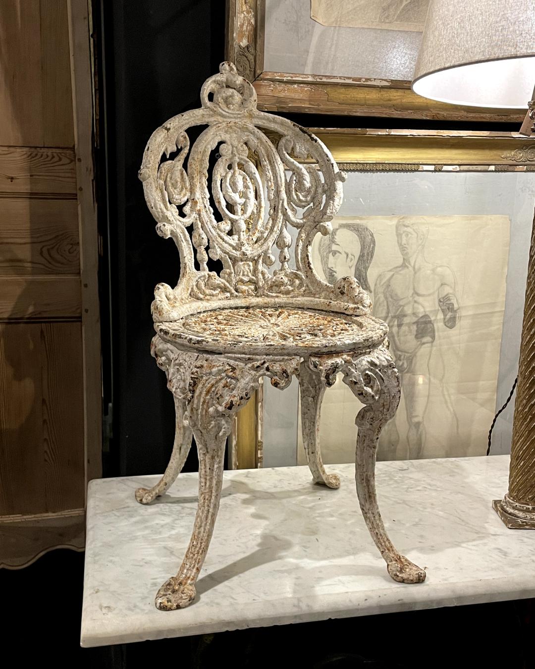 19th Century Antique Cast Iron Garden Chair For Sale 1