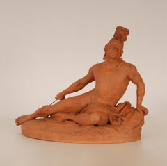 Antike Keramikfigur aus dem 19. Jahrhundert, Terrakotta-Skulptur Achilles P. Ipsen Enke