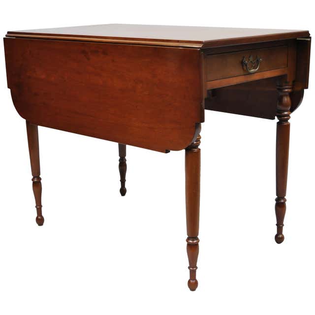 Antique American Colonial Cherry Wood Gateleg Drop Leaf Farmhouse ...