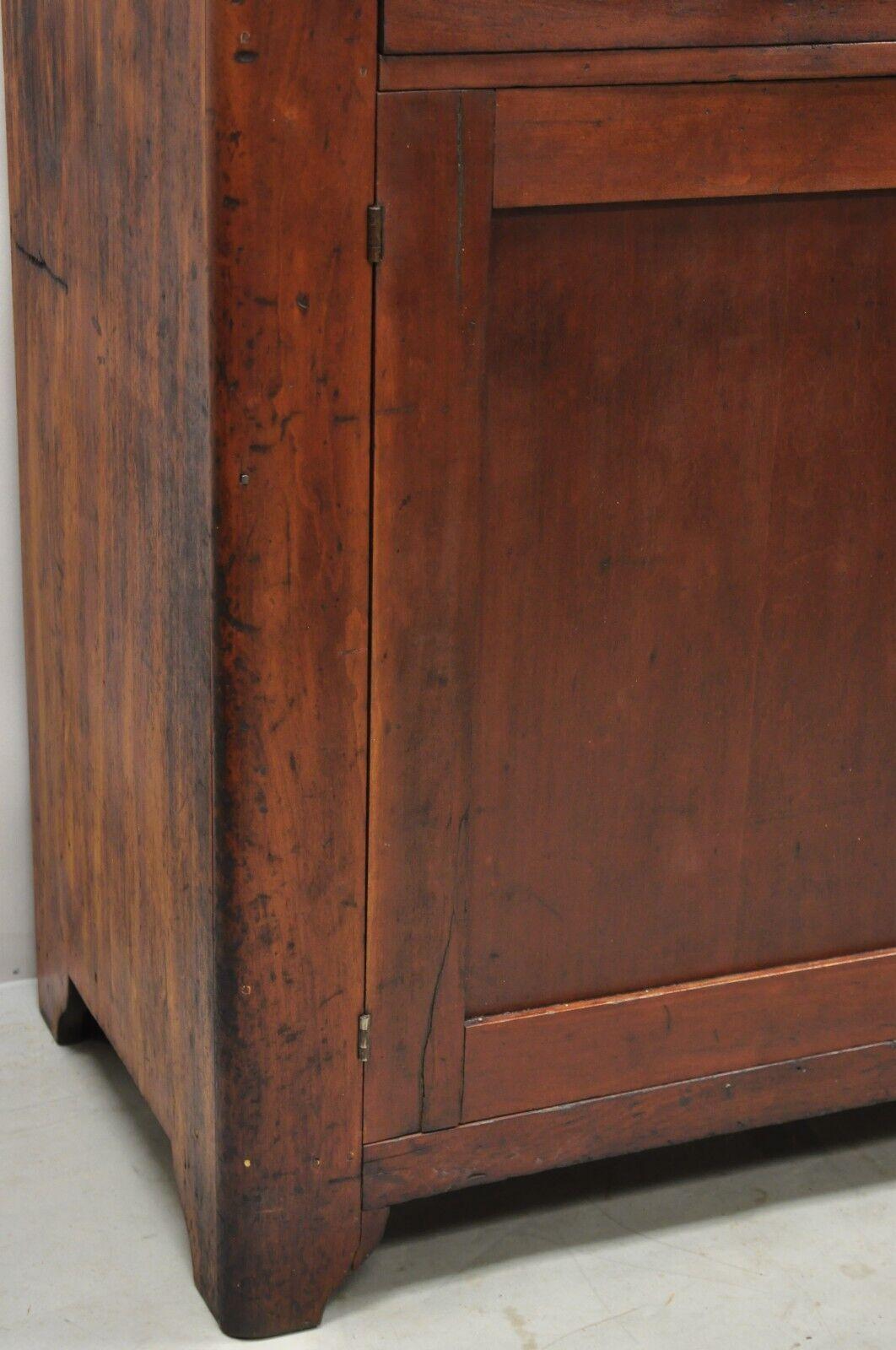 19th Century Antique Cherry Wood Cupboard Hutch China Cabinet with Wavy Glass 7