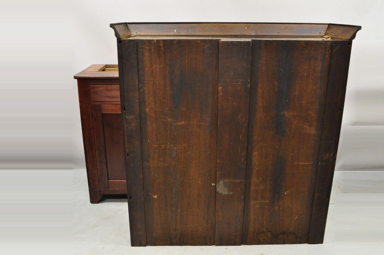 19th Century Antique Cherry Wood Cupboard Hutch China Cabinet with Wavy Glass 8