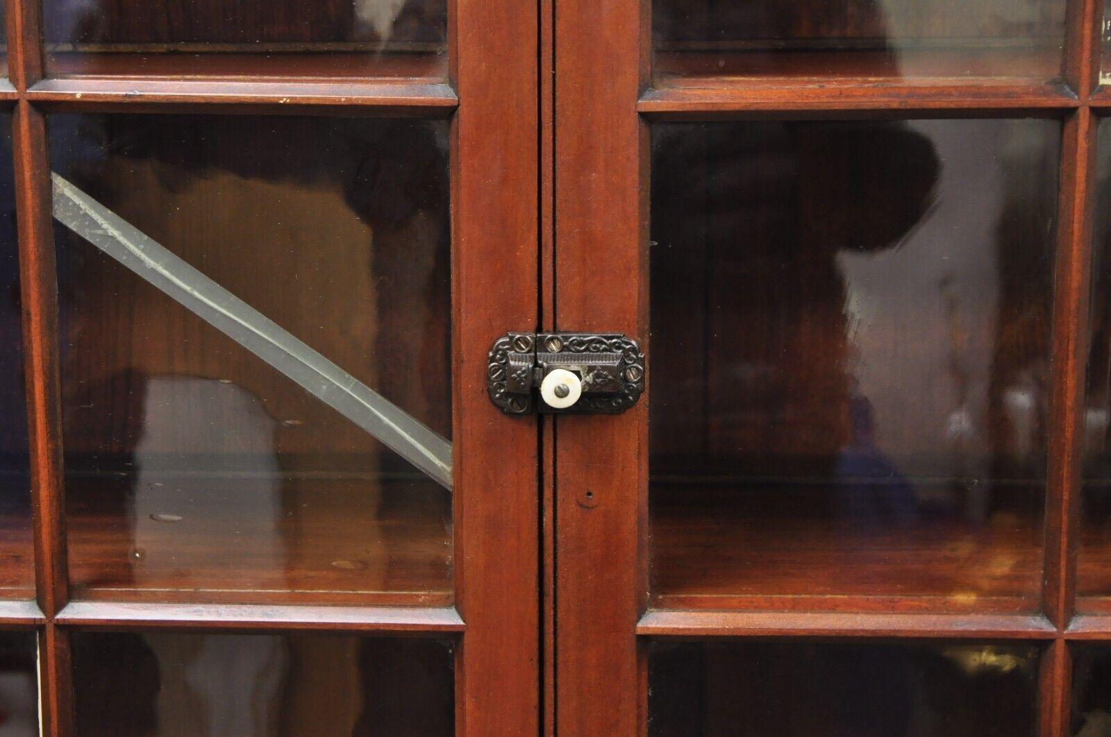 19th Century Antique Cherry Wood Cupboard Hutch China Cabinet with Wavy Glass 2