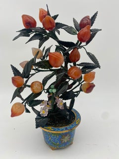 Antique Chinese Bonsai Tree in Gilt Cloisonné Pot