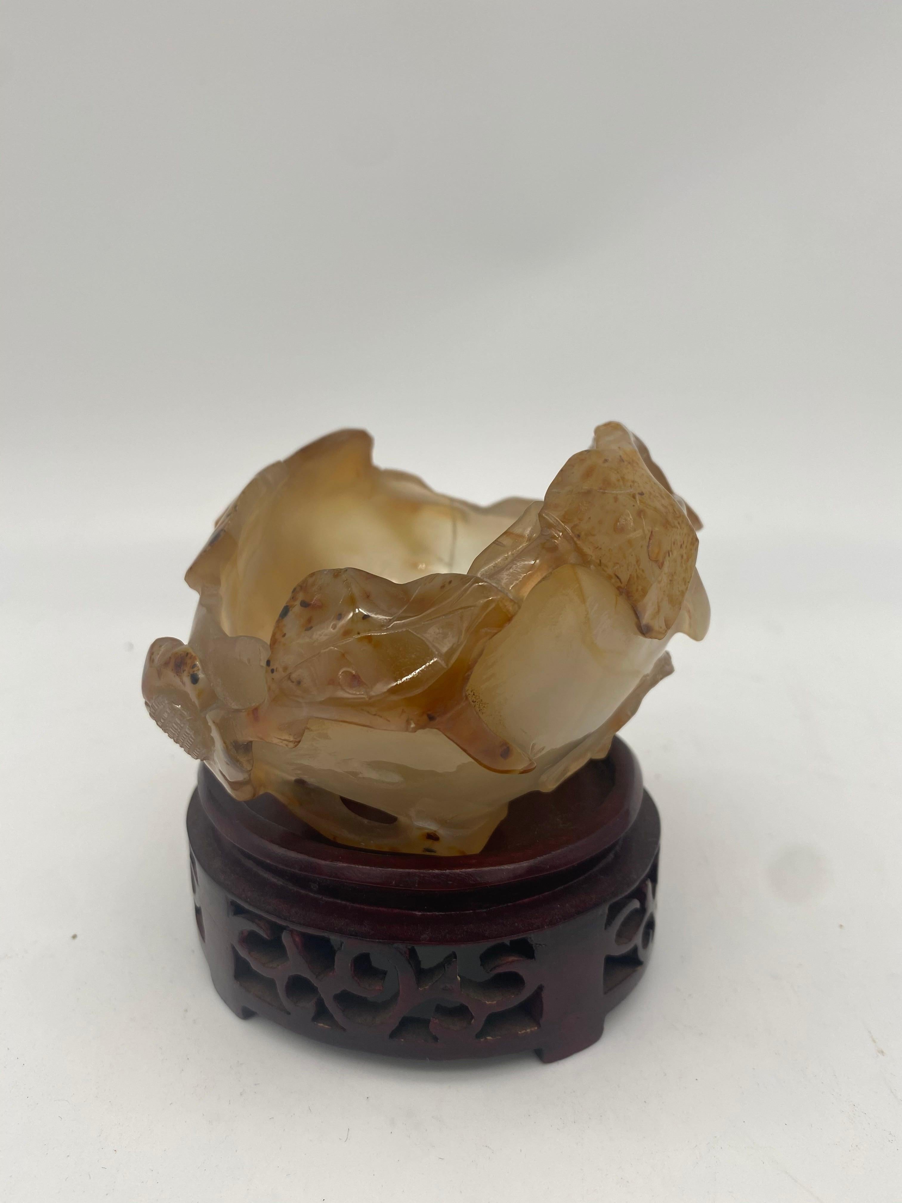 19th Century Antique Chinese Agate Brush Washer For Sale 4