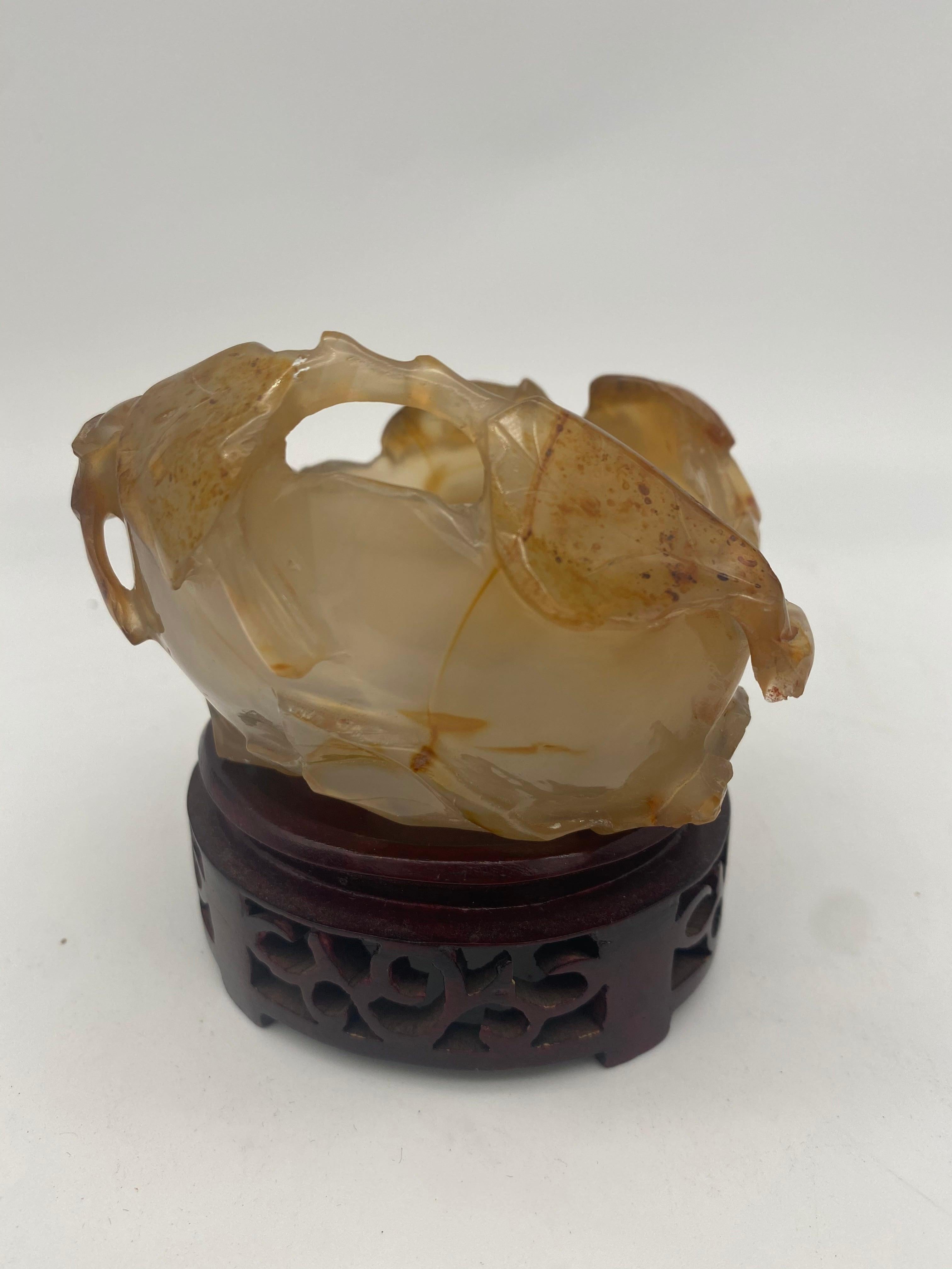 19th Century Antique Chinese Agate Brush Washer For Sale 5