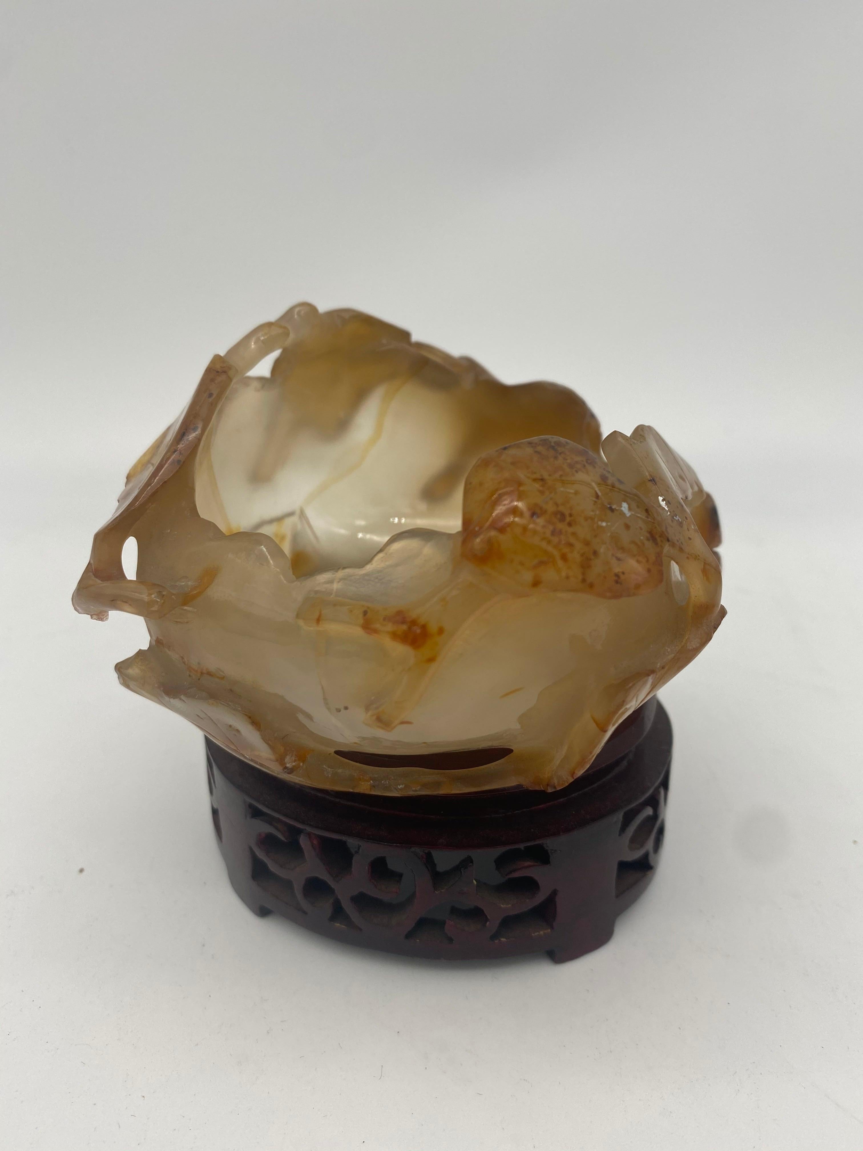 19th Century Antique Chinese Agate Brush Washer For Sale 6