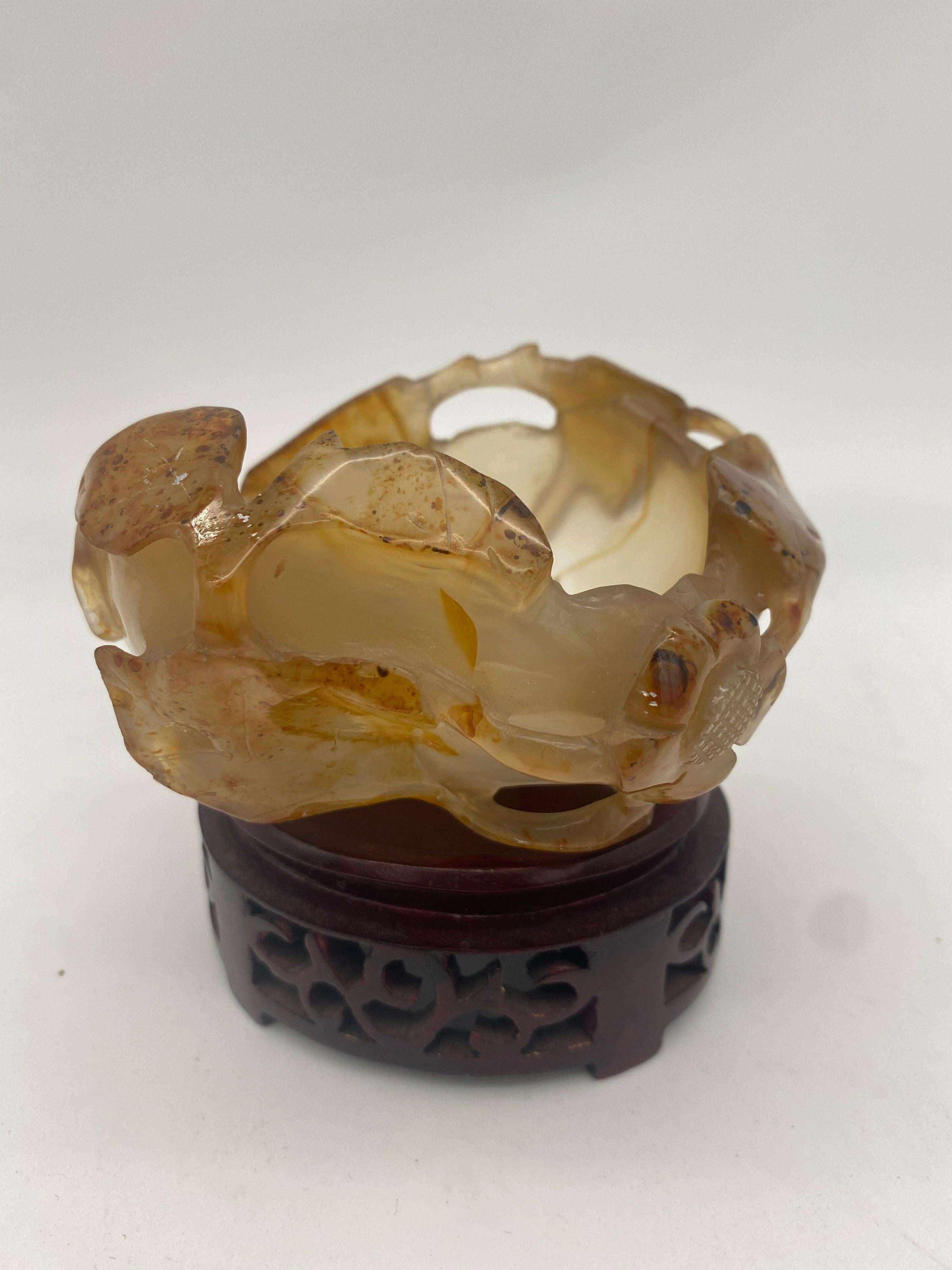 19th Century Antique Chinese Agate Brush Washer For Sale 7