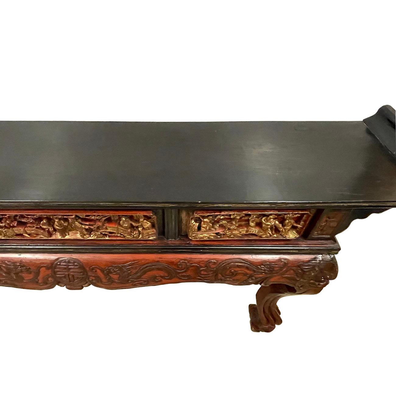 Circa 1900 Antique Chinese Carved Altar Table / Entry Console For Sale 4