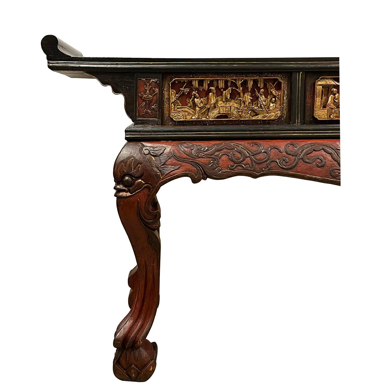 Chinese Export Circa 1900 Antique Chinese Carved Altar Table / Entry Console For Sale