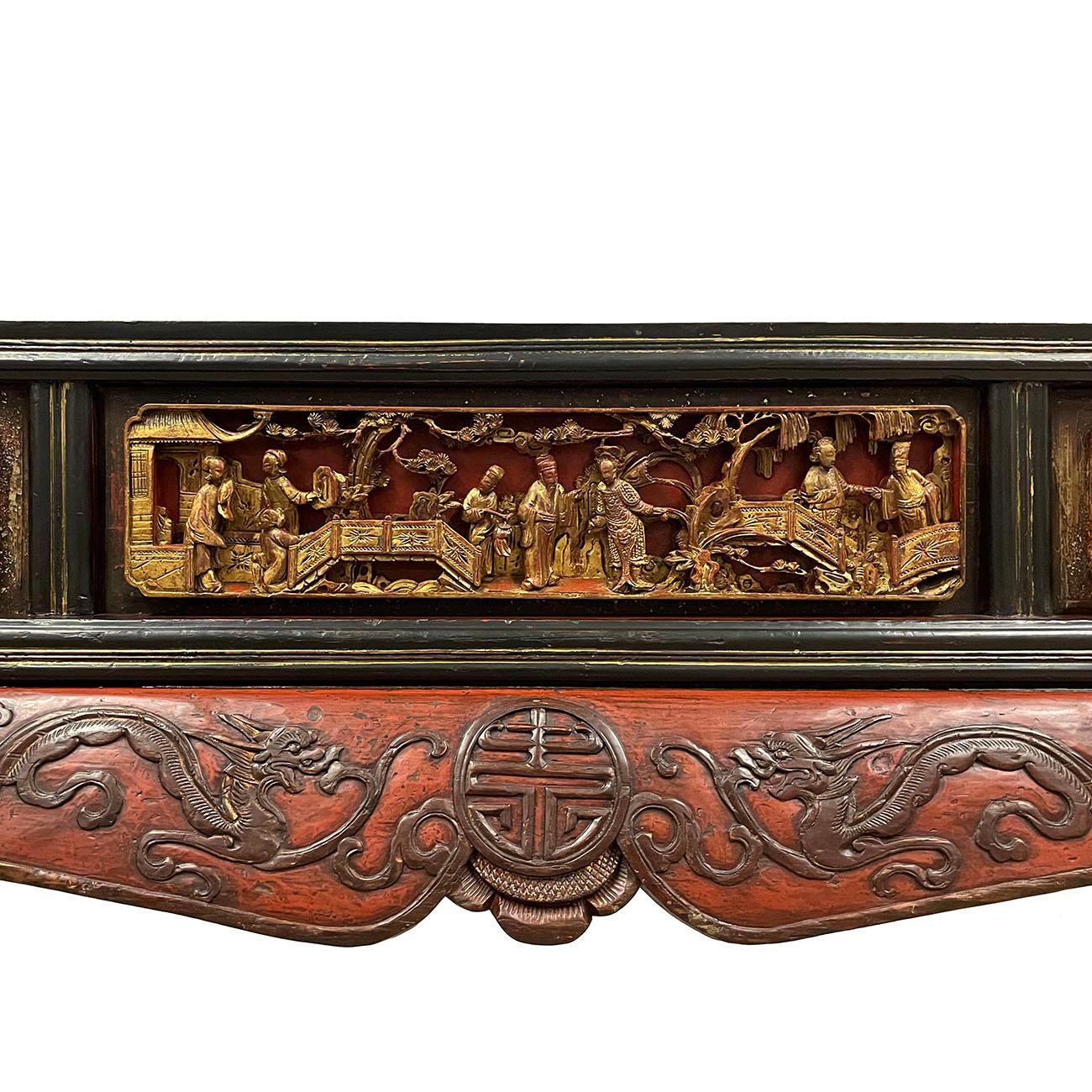Circa 1900 Antique Chinese Carved Altar Table / Entry Console In Good Condition For Sale In Pomona, CA