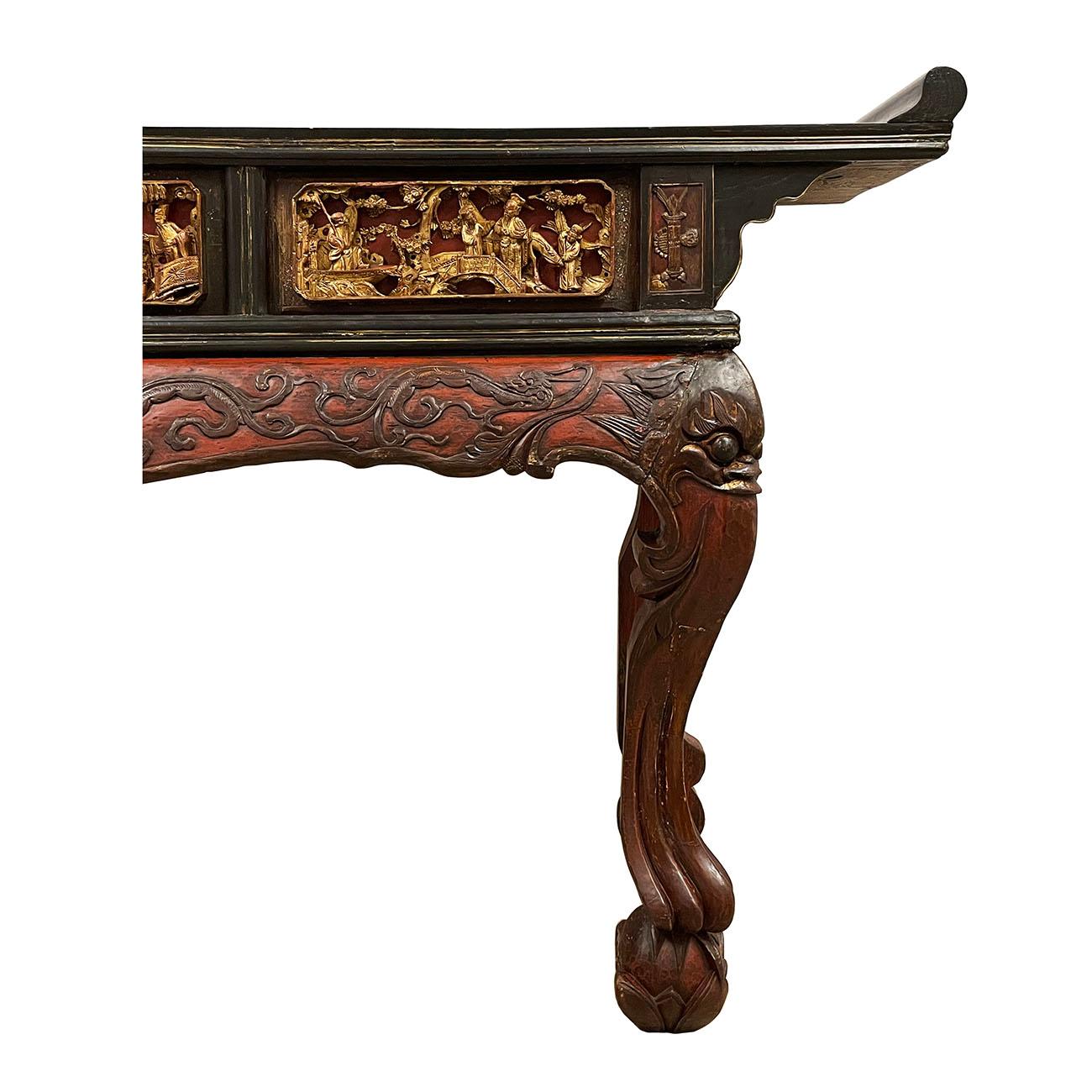 Wood Circa 1900 Antique Chinese Carved Altar Table / Entry Console For Sale