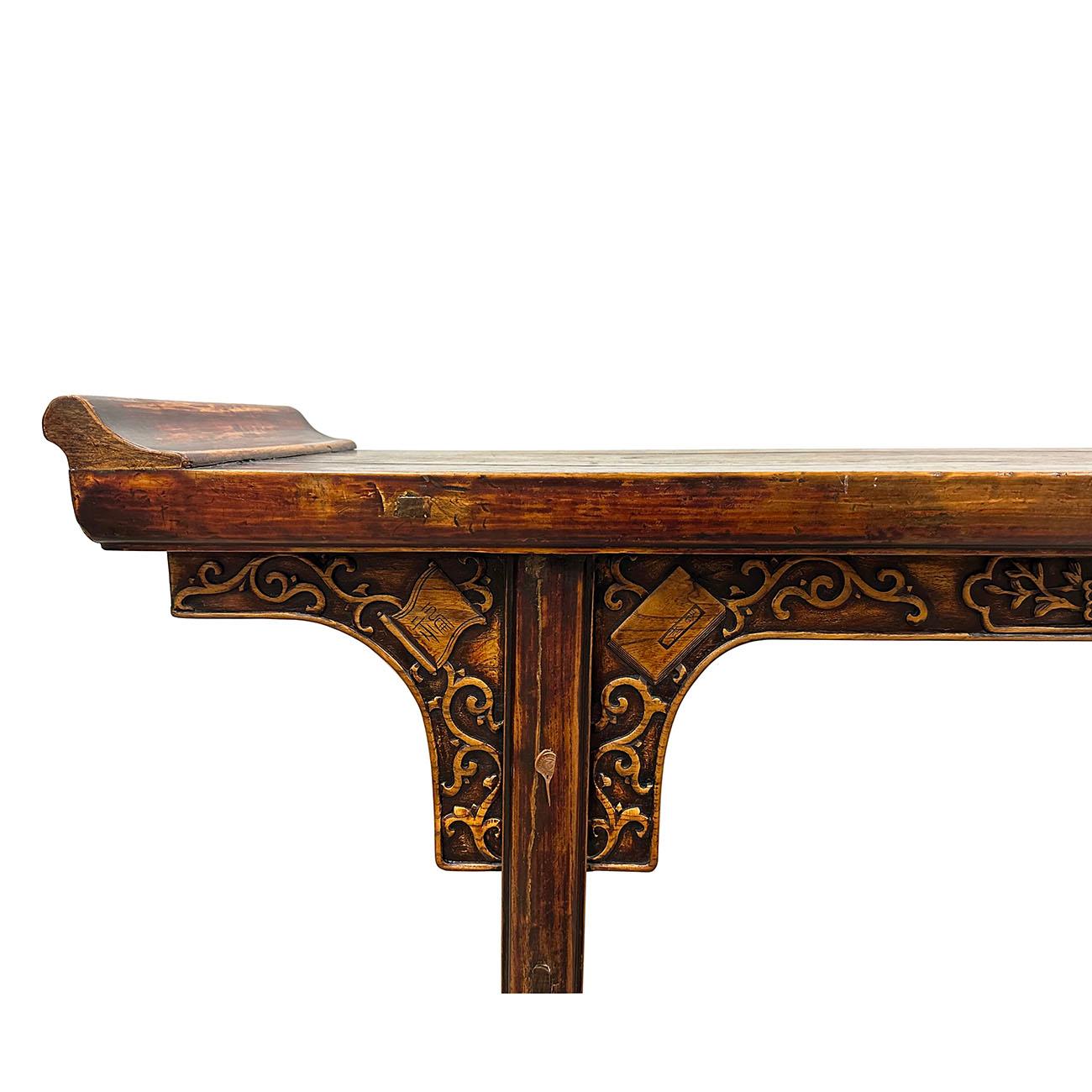 Hand-Carved  19th Century Antique Chinese Carved Altar Table/Sofa Table/Console More Views For Sale
