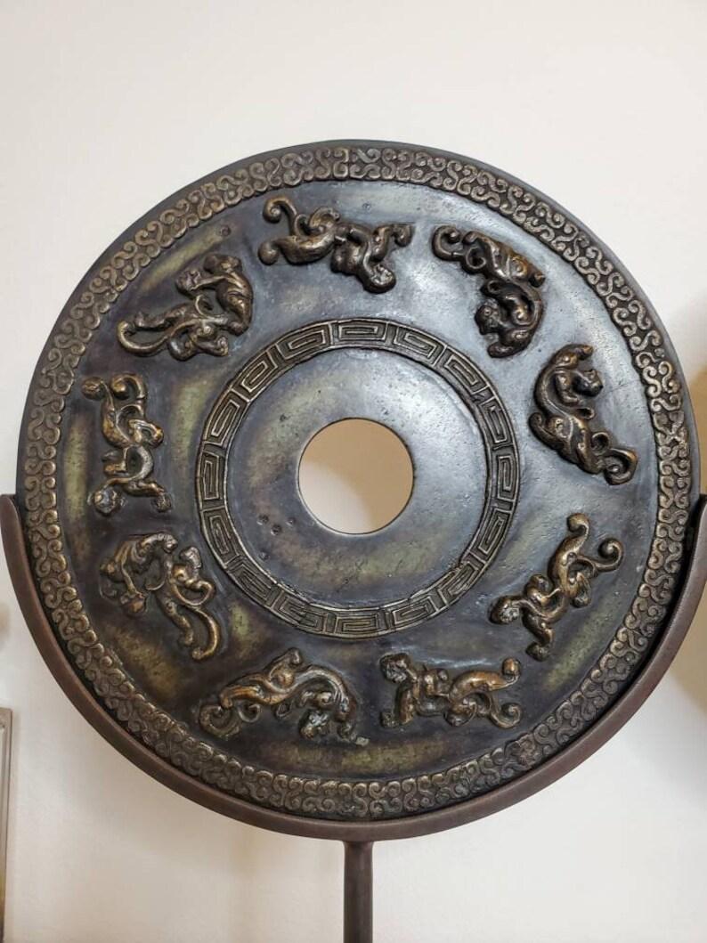 Ming 19th Century Antique Chinese Carved Bi Disks, Set of 3 For Sale