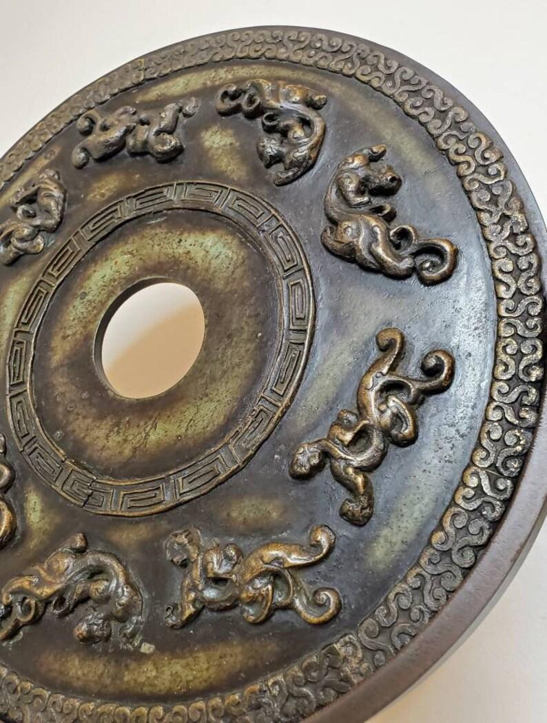 19th Century Antique Chinese Carved Bi Disks, Set of 3 In Good Condition For Sale In Forney, TX