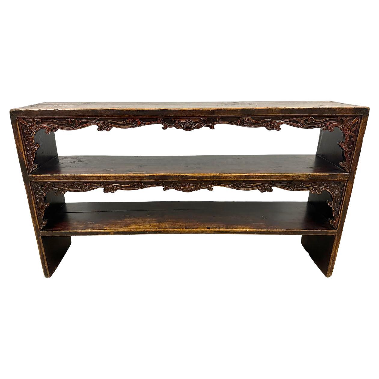 19th Century Antique Chinese Carved Display Shelf