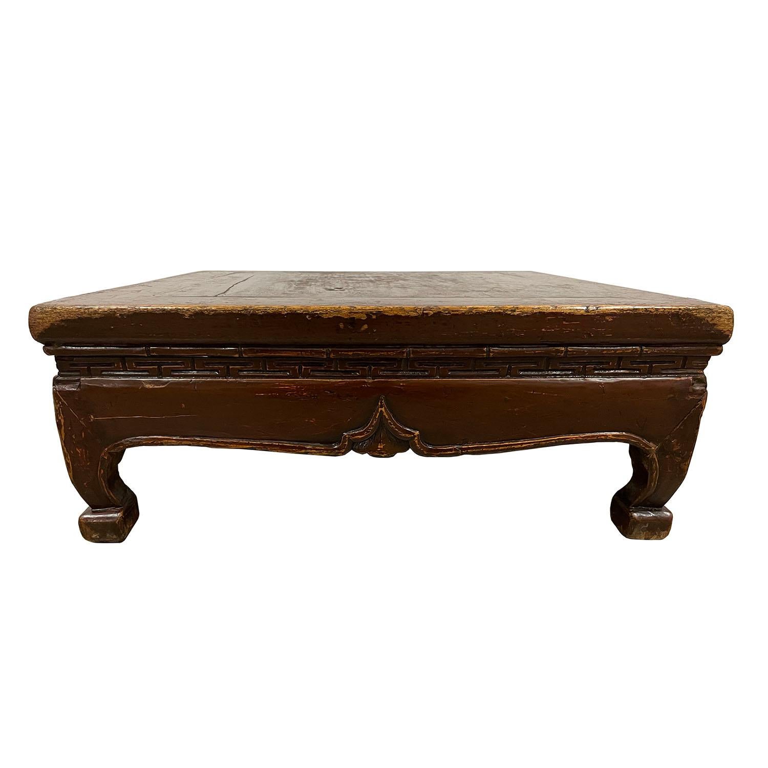 19th Century Antique Chinese Carved Low Coffee Table, Kang Table 6