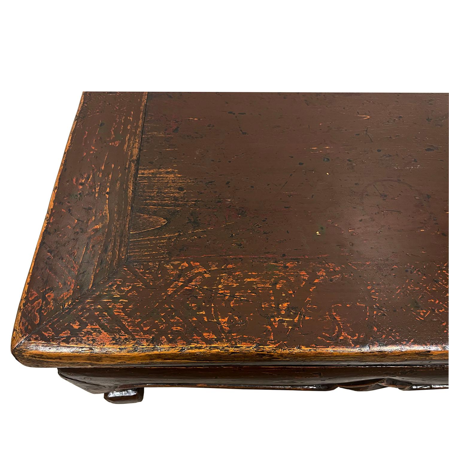 19th Century Antique Chinese Carved Low Coffee Table, Kang Table 1