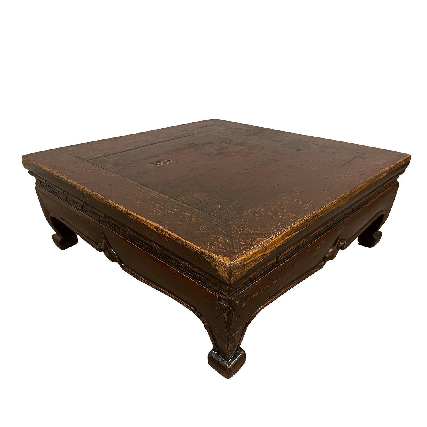 19th Century Antique Chinese Carved Low Coffee Table, Kang Table 3