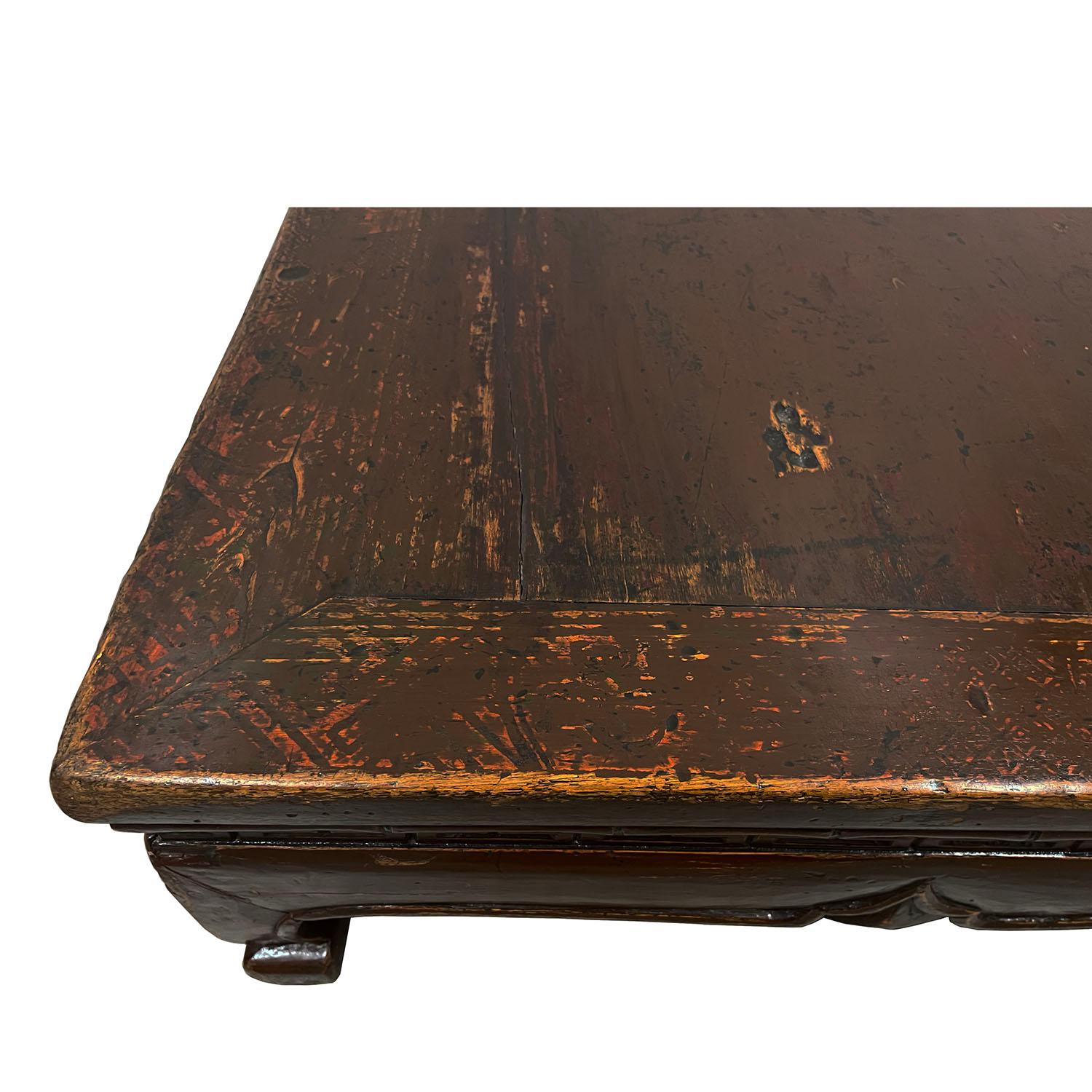 19th Century Antique Chinese Carved Low Coffee Table, Kang Table 4