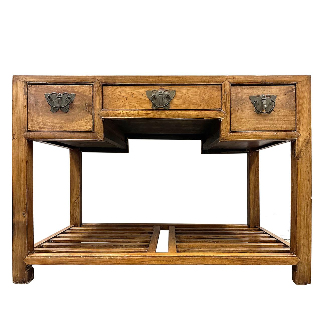 19th Century Antique Chinese Carved Secretary/Writing Desk In Good Condition For Sale In Pomona, CA