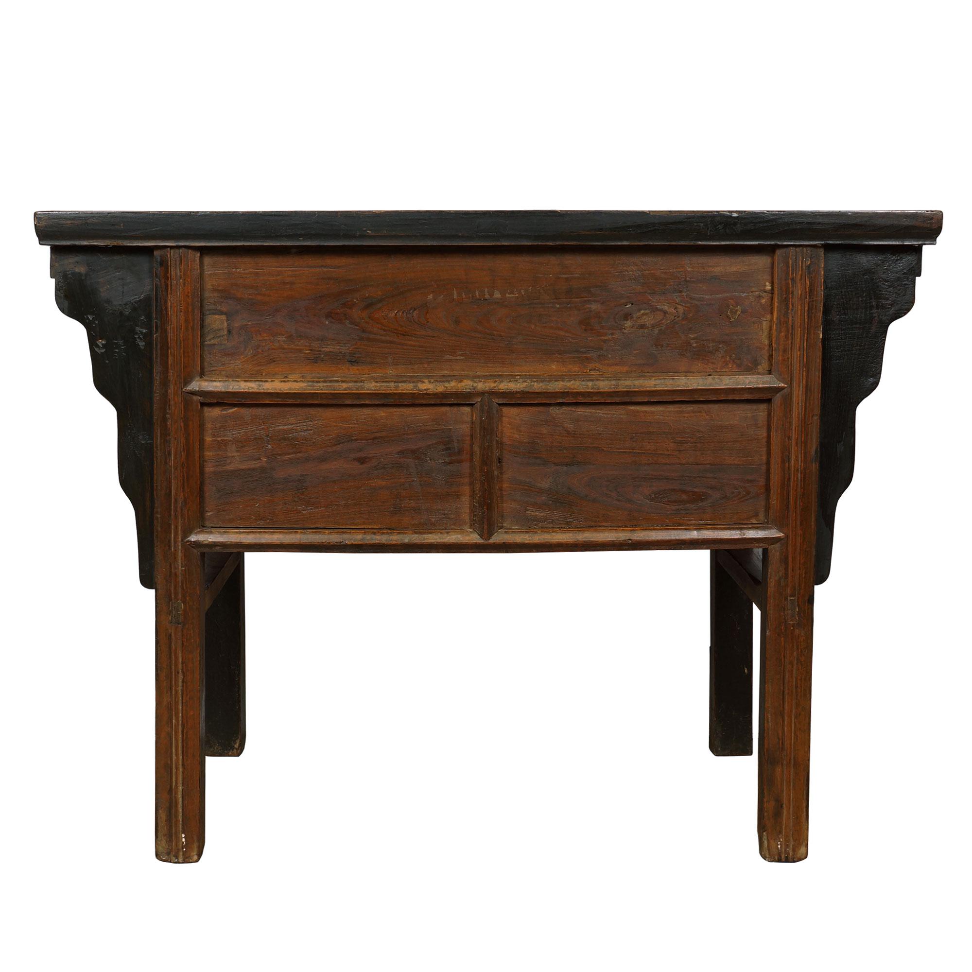 19th Century Antique Chinese Carved Shan xi Console Table/Sideboard For Sale 4