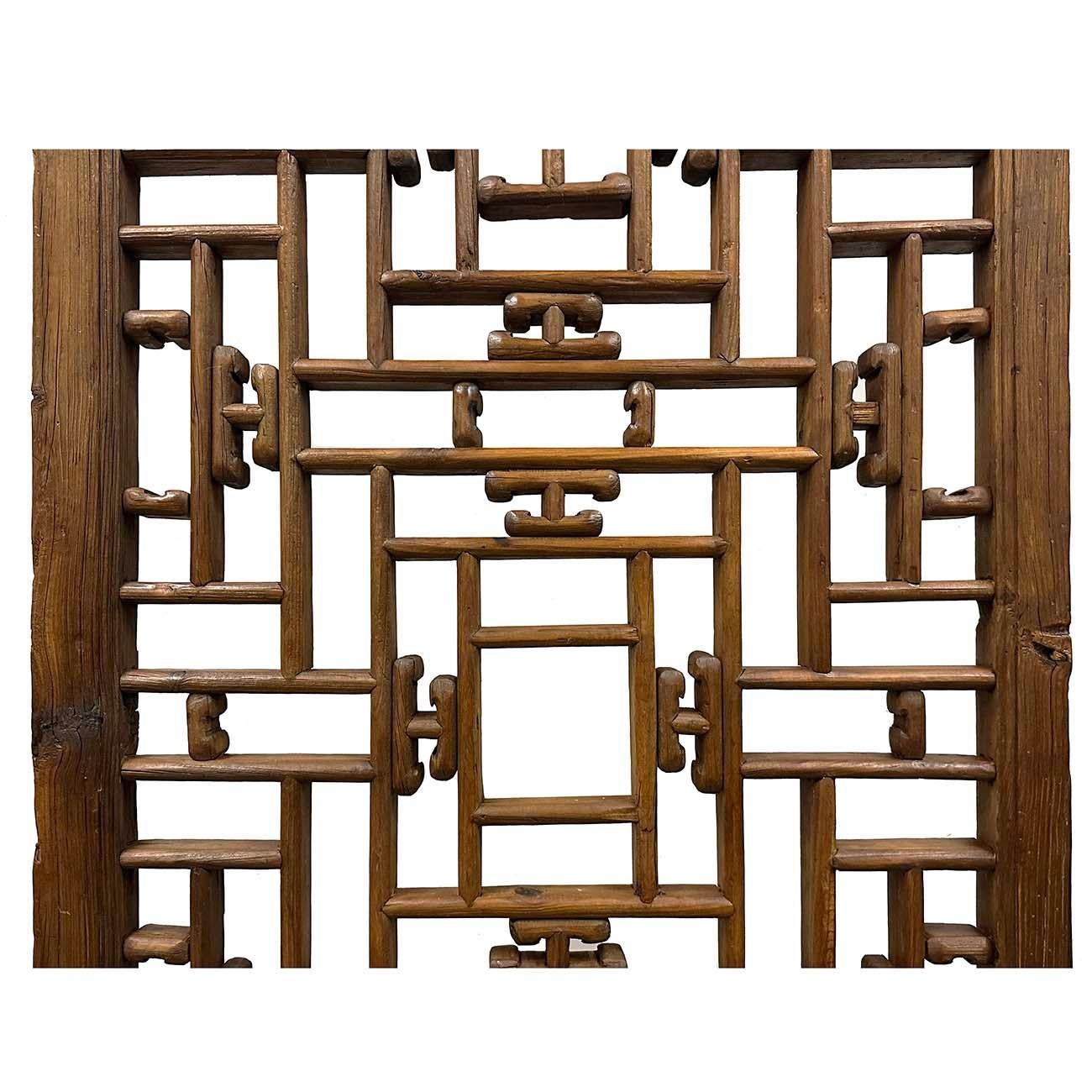 Exportation chinoise Panneau de fenêtre/arts muraux chinois anciens du 19ème siècle en bois sculpté en vente