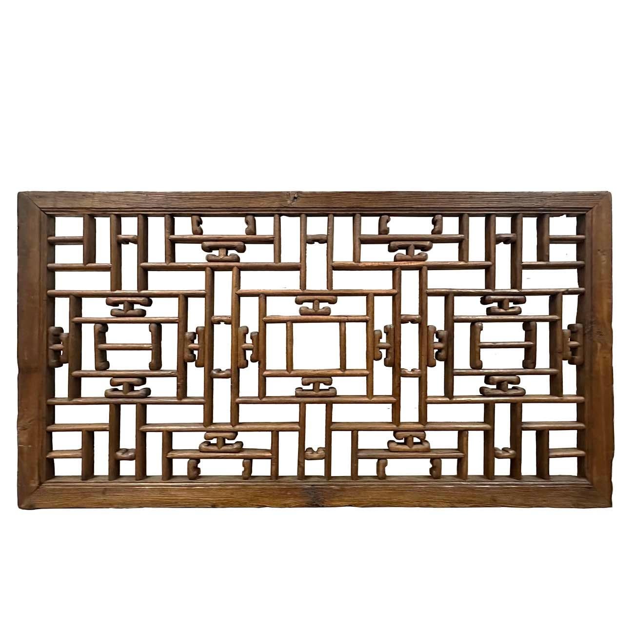 Sculpté à la main Panneau de fenêtre/arts muraux chinois anciens du 19ème siècle en bois sculpté en vente