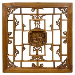 19th Century Antique Chinese Carved Wooden Window Panel/Wall Arts
