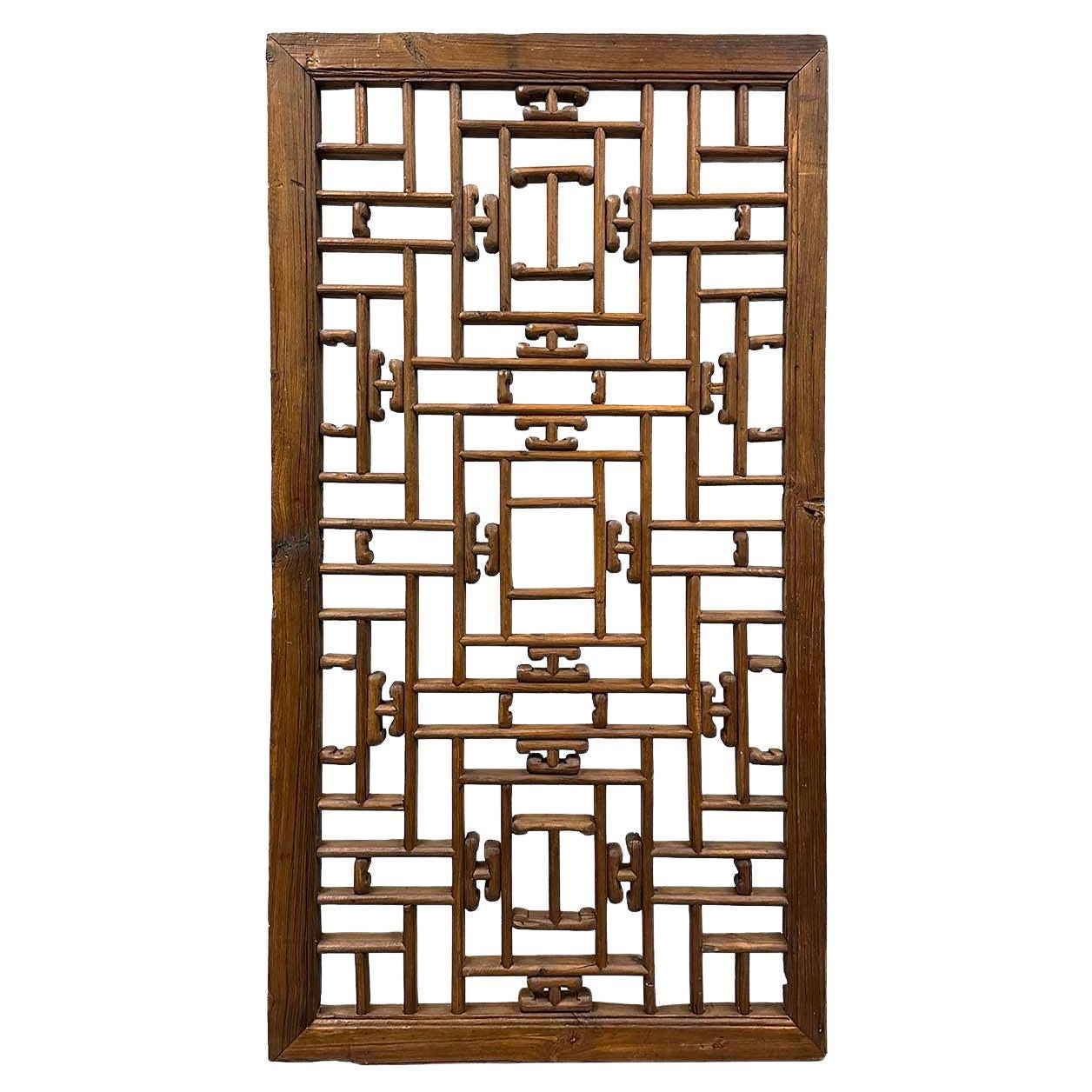 Panneau de fenêtre/arts muraux chinois anciens du 19ème siècle en bois sculpté