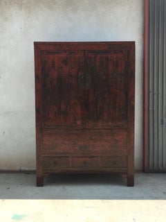 19th Century Antique Chinese Chinoiserie Hand-Painted Lacquer Cabinet