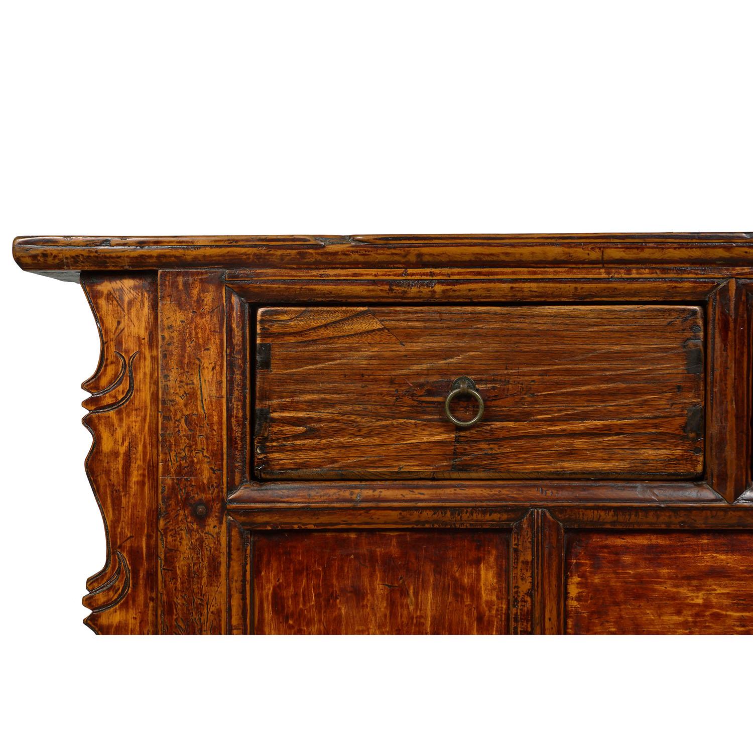 Carved 19th Century Antique Chinese Credenza, Sideboard, Buffet Table For Sale
