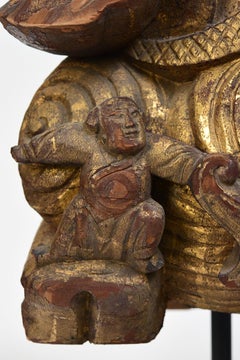 19th Century, Antique Chinese Elephant Wood Carving